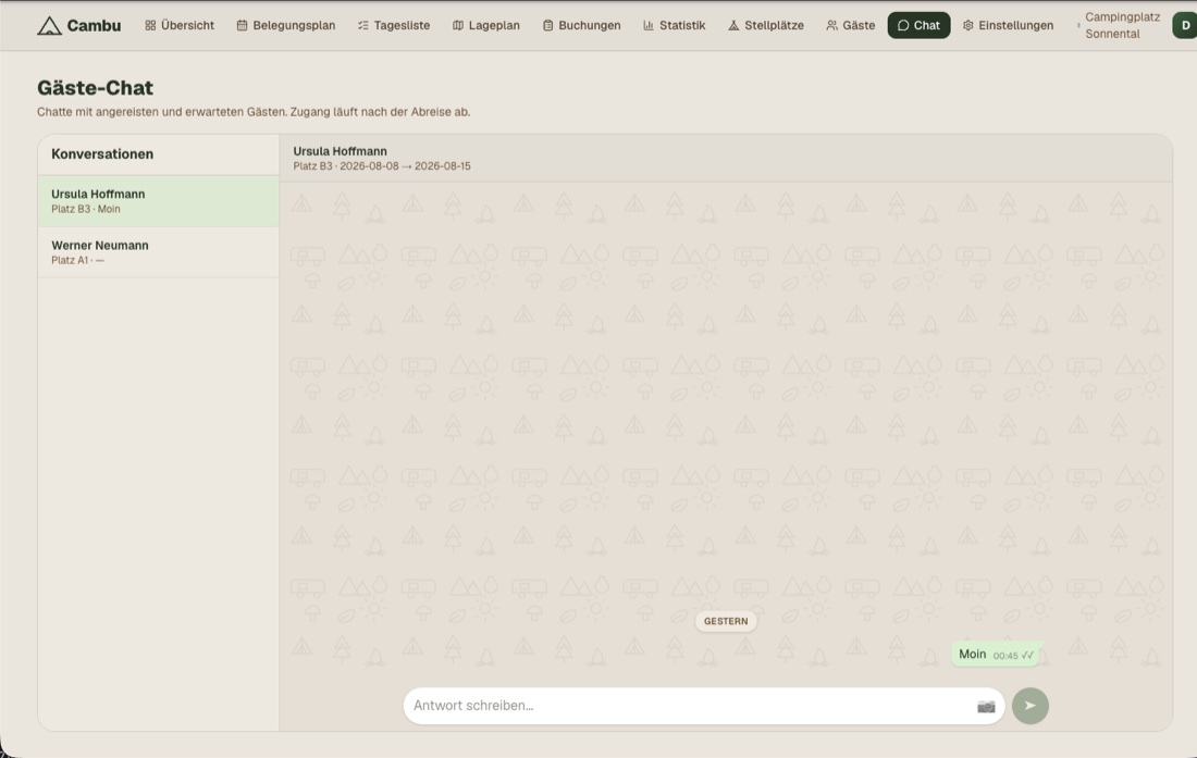 cambu.net: G&auml;ste-Chat mit angereisten und erwarteten G&auml;sten