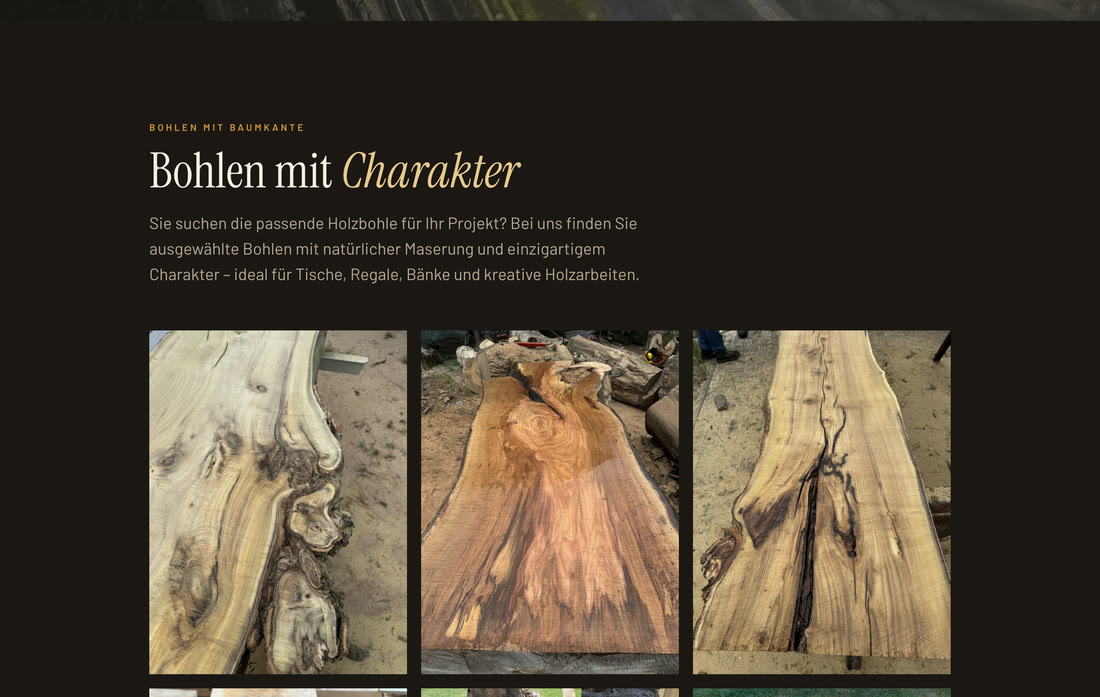 Woodart Brothers: Galerie mit Bohlen und ihrer Maserung